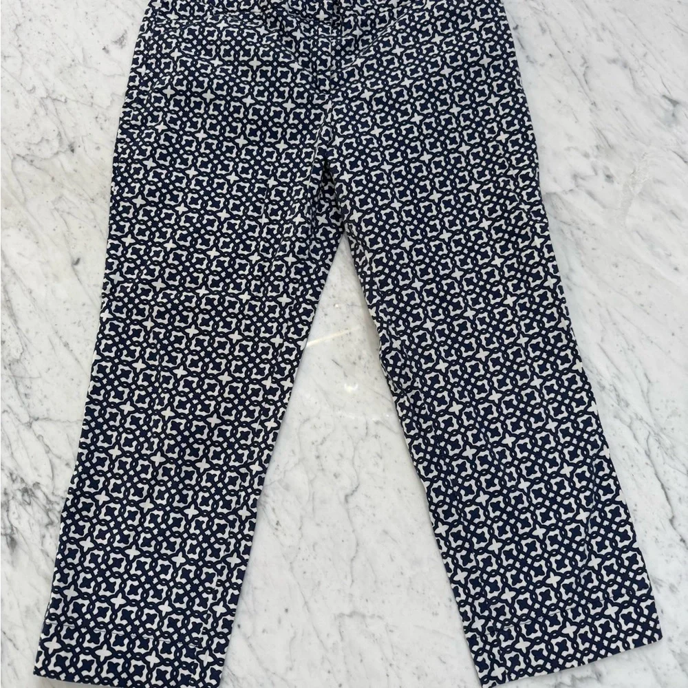 LAUNDRY by Shelli Segal Women’s Navy White Patterned Dress Pants Size 12 NWOT - Picture 1 of 3